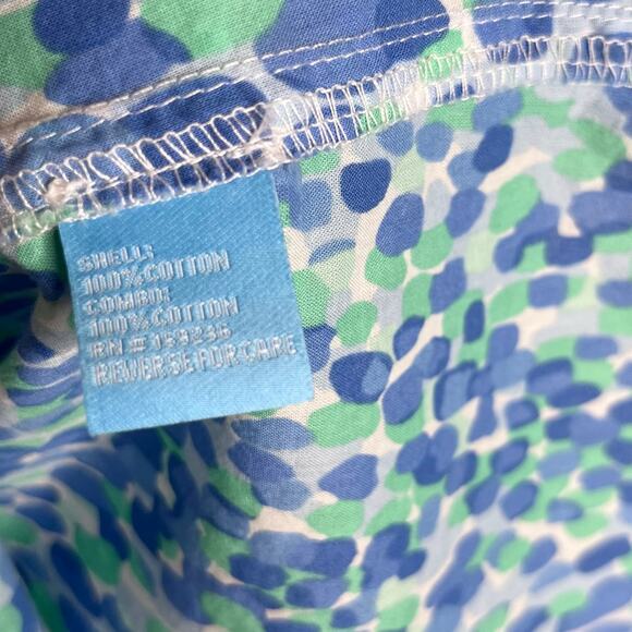 J. McLaughlin Long Sleeve Button Up Lois Blouse Small Blue Green Printed Cotton - Picture 9 of 9